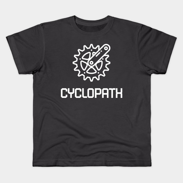 Cyclopath biking cycling design Kids T-Shirt by Baldodesign LLC.